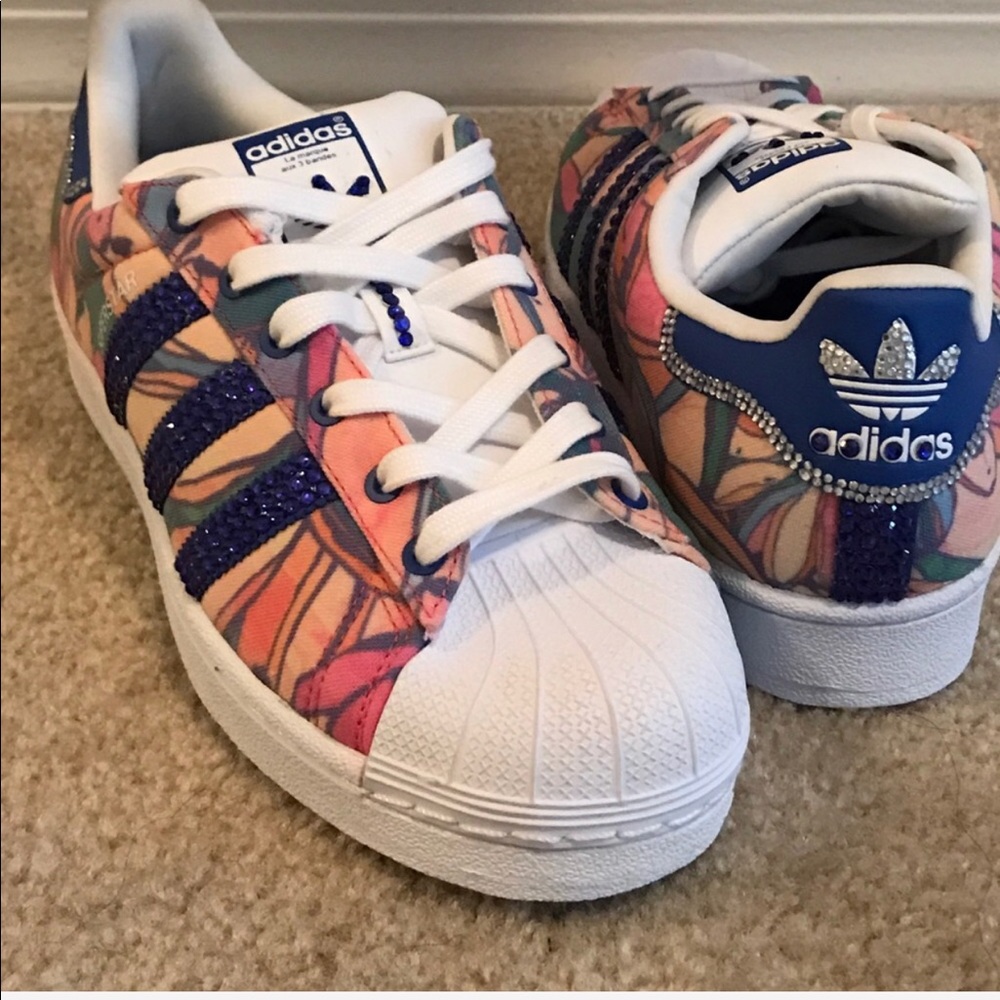 Rhinestone  Adidas Jacket Medium Sneakers Sz 8 - Picture 4 of 4